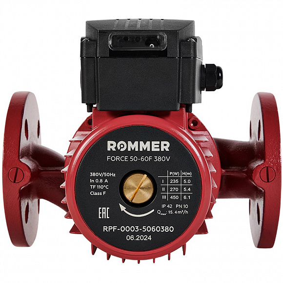 Насос циркуляционный ROMMER FORCE 50-60F фланцевый (380В, 3 скорости)