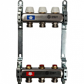 Коллекторная группа STOUT из нерж. стали без расходомеров 3 выхода