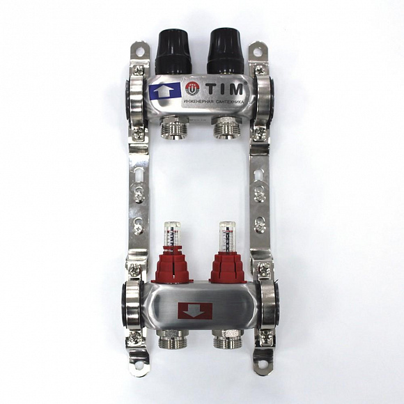 Коллекторная группа TIM из нерж. стали с расходомерами 2 выхода 