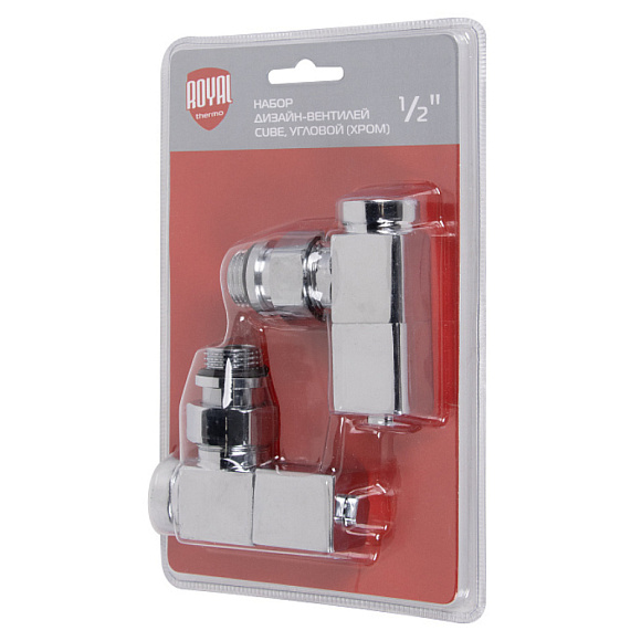 Royal Thermo CUBE Комплект дизайн-вентилей 1/2" угловой (хром)