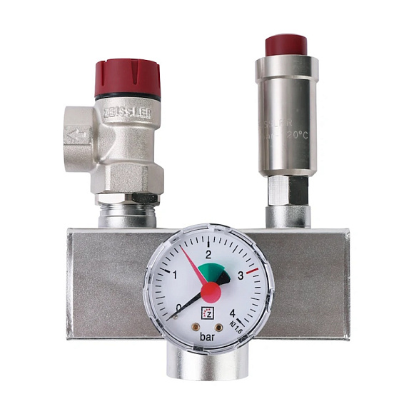 TIM Группа безопасности котла 3 бар, 1" (до 50 кВт) (Никилерованная)