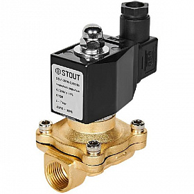 STOUT Клапан электромагнитный, прямого действия, 1/2", 220В (нормально закрытый)