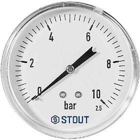 STOUT Манометр аксиальный Корпус Dn 80 мм 1/2 , 0...10 бар