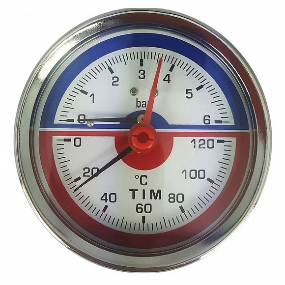 Термоманометр TIM аксиальный 6 бар, темп. 0-120 град. 1/2"