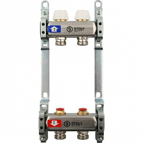 Коллекторная группа STOUT из нерж. стали без расходомеров 2 выхода