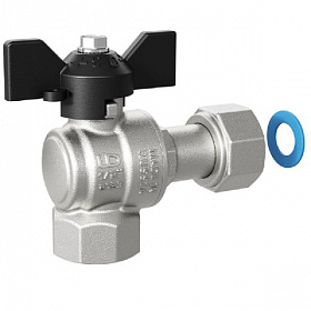 LD Pride Кран шаровый с накидной гайкой УГЛОВОЙ, бабочка 3/4х3/4