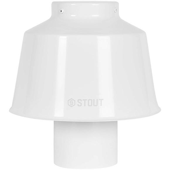 STOUT Оголовок вертикальный кондесационный с ветрозащитой D80 (п) БЕЛЫЙ широкий 