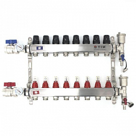 Коллекторная группа TIM из нерж. стали в сборе с расходомерами 11 выходов