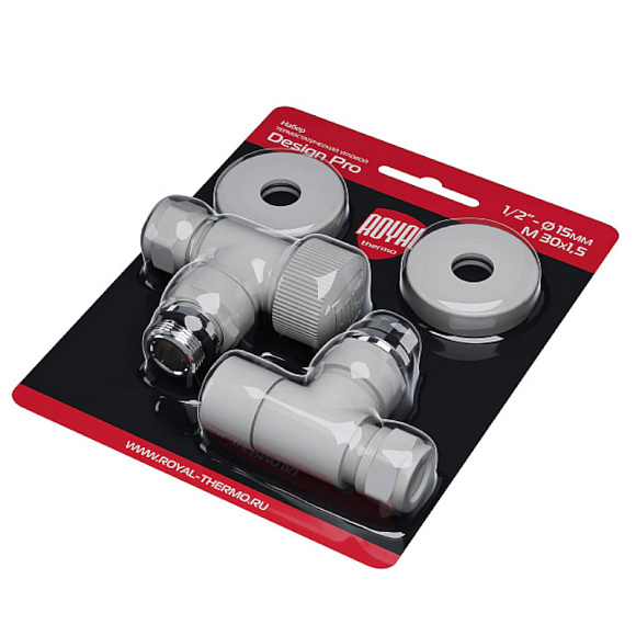 Royal Thermo Design Pro Комплект термостатических клапанов 1/2" угловой (белый)