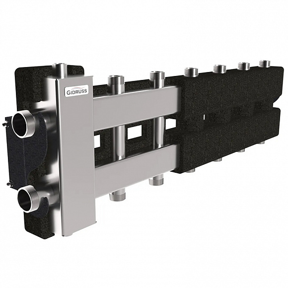 GIDRUSS Коллектор с гидрострелкой BMSS-80-7DU (80 кВт, вх. 1 1/4", 3+3+1 вых. 1")