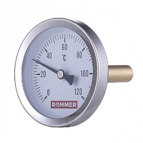 Термометр ROMMER, 0-120°C, корпус 100 мм, 1/2" (длина штока 75 мм)