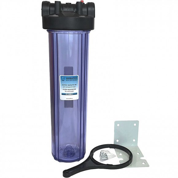 Фильтр для воды магистр. АКВАТЕК Big Blue 20" (прозрачный), латунные вставки