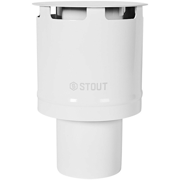STOUT Оголовок вертикальный кондесационный с ветрозащитой D80 (п) БЕЛЫЙ узкий