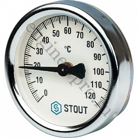 Термометр биметалл. STOUT с накладной пружиной Dn 63 мм, 0...120°С