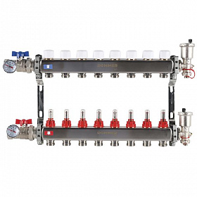 Коллекторная группа ROMMER из нерж. стали В СБОРЕ с расходомерами 8 выходов