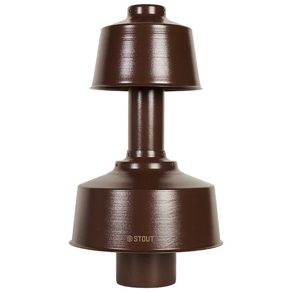 STOUT Оголовок конденсационный D60/100 с ветрозащитой D60/100 (п-п) КОРИЧНЕВЫЙ широкий 