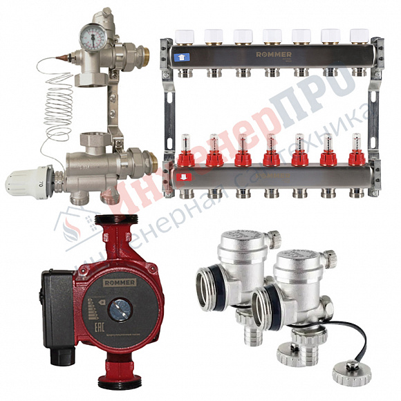 Комплект водяного теплого пола на 7вых. до 105м2 (Rommer RMS-1200)*