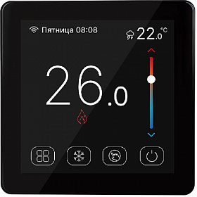 STOUT Терморегулятор теплого пола 16А, с датчиком NTC 10К - 2м, черный