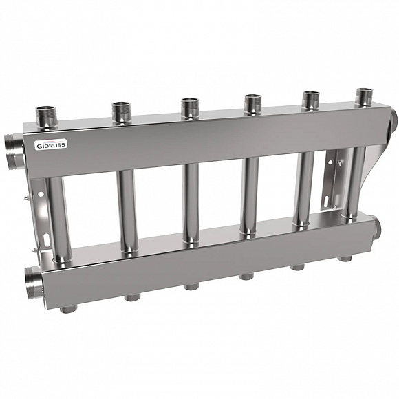 GIDRUSS Распределительный коллектор MKSS-250-6DU (250 кВт, вх. 2",  3+3 вых. 1")