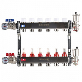 Коллекторная группа ROMMER из нерж. стали В СБОРЕ с расходомерами 6 выходов