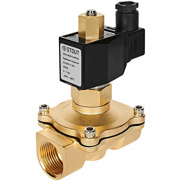 STOUT Клапан электромагнитный, прямого действия, 1" 220В (нормально открытый)
