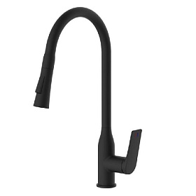 Смеситель для кухни с выдвижной лейкой, латунь VALFEX Adara Black