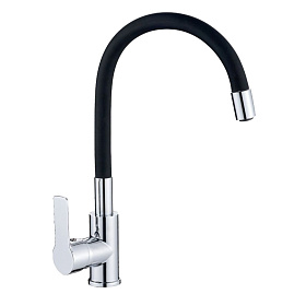 Смеситель для кухни, гибкий излив, VALFEX Estreya Chrome Black (латунь)
