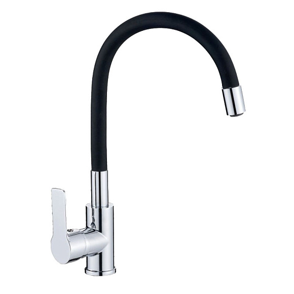 Смеситель для кухни, гибкий излив, VALFEX Estreya Chrome Black (латунь)