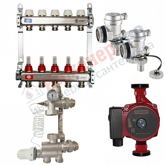 STOUT Комплект водяного теплого пола до 75 м2