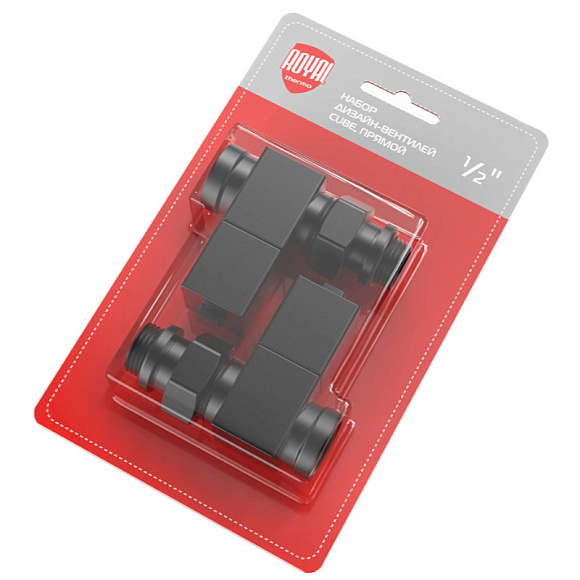 Royal Thermo CUBE Комплект дизайн-вентилей 1/2" прямой (черный)