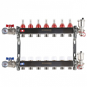 Коллекторная группа ROMMER из нерж. стали В СБОРЕ с расходомерами 7 выходов