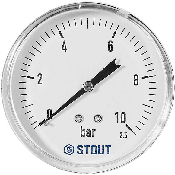 STOUT Манометр аксиальный Корпус Dn 80 мм 1/2 , 0...10 бар