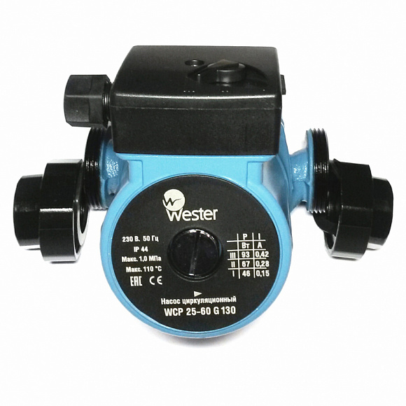 Насос циркуляционный Wester WCP 25-60G 130 мм (с гайками) Насос циркуляционный Wester WCP 25-60G 130 мм (с гайками)