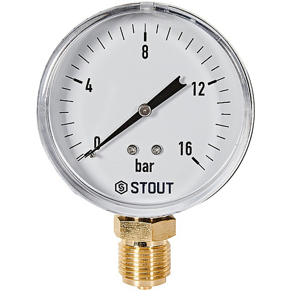 STOUT Манометр радиальный. Корпус Dn 80 мм 1/2 , 0...16 бар