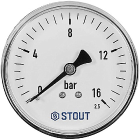 STOUT Манометр аксиальный. Корпус Dn 63 мм 1/4 , 0...16 бар