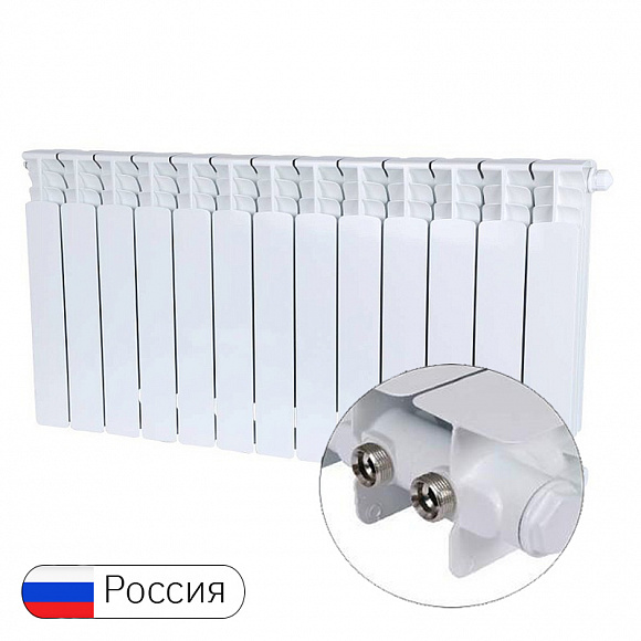 Биметаллический радиатор STOUT SPACE 500, 13 секций (нижнее правое подключение) Биметаллический радиатор STOUT SPACE 500, 13 секций (нижнее правое подключение)