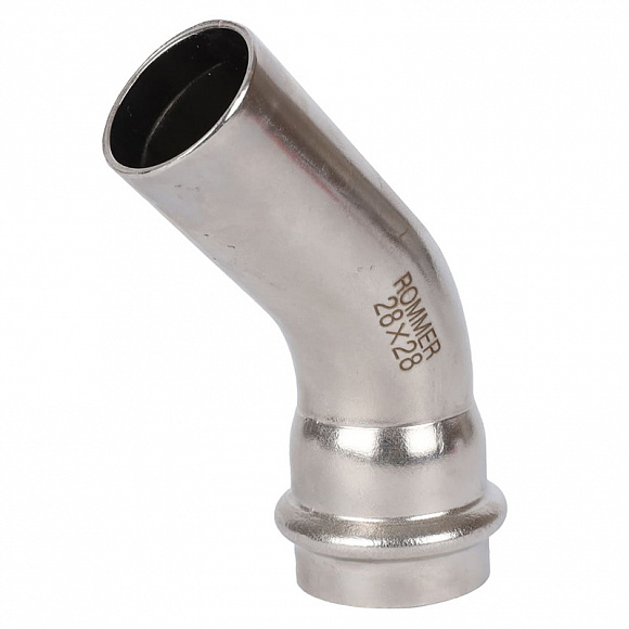 ROMMER Пресс угольник однораструбный из нерж. стали 28 мм, 45 град