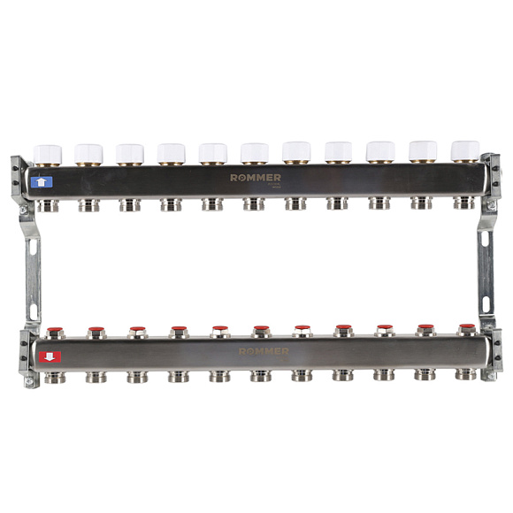 Коллекторная группа ROMMER из нерж. стали без расходомеров 11 выходов