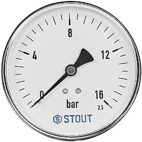 STOUT Манометр аксиальный Корпус Dn 100 мм 1/2 , 0...16 бар