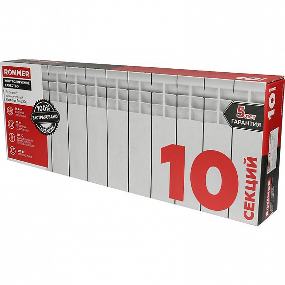Алюминиевый радиатор ROMMER Plus 200/100, 10 секций