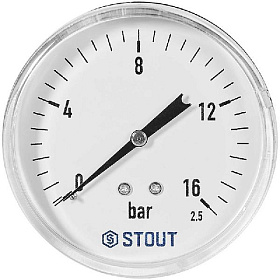STOUT Манометр аксиальный Корпус Dn 80 мм 1/2 , 0...16 бар