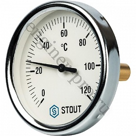 Термометр биметалл. STOUT Dn 80 мм, гильза 50 мм 1/2", 0...120°С