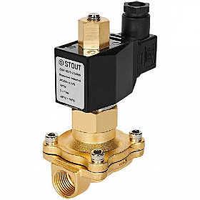 STOUT Клапан электромагнитный, прямого действия, 1/2" 220В (нормально открытый)