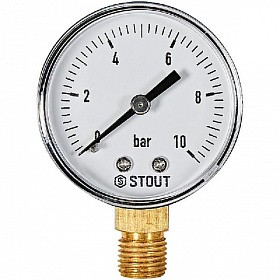 STOUT Манометр радиальный. Корпус Dn 50 мм 1/4 , 0...10 бар