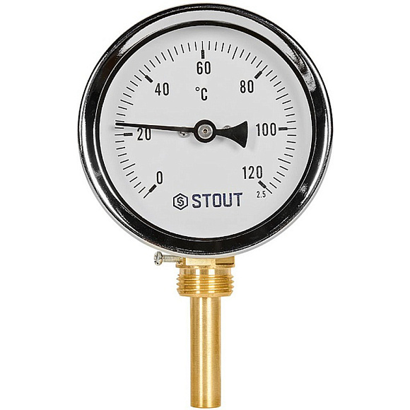STOUT Термометр РАДИАЛЬНЫЙ биметалл. Dn 80 мм, гильза 50 мм 1/2 , 0...120°С