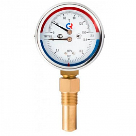 Термоманометр радиальный РОСМА, 16 бар, 0-150°C, корпус 80 мм, 1/2"