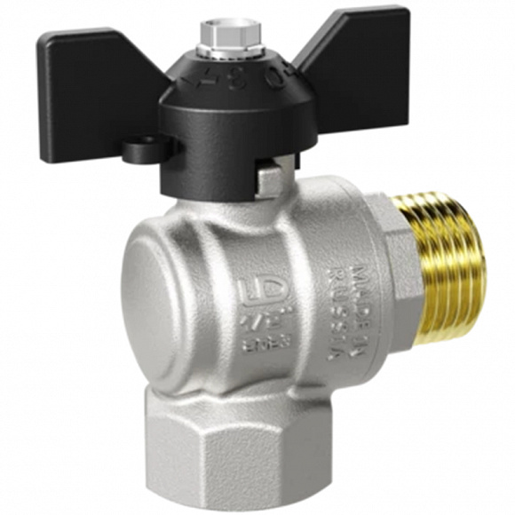 LD Pride Кран шаровый УГЛОВОЙ 1/2" ВР-НР, бабочка