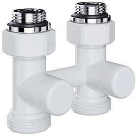 Royal Thermo Design Узел для нижнего подкл. прямой для двухтруб. системы 3/4" (белый)