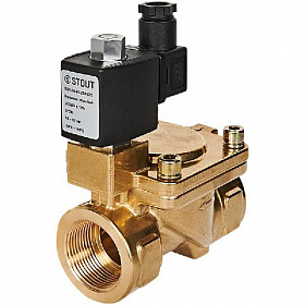 STOUT Клапан электромагнитный, непрямого (пилотного) действия, 1 1/4" 220В (нормально открытый)