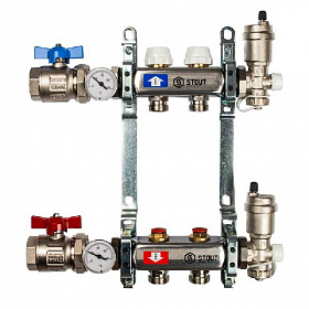 Коллекторная группа STOUT из нерж. стали в сборе без расходомеров 2 выхода